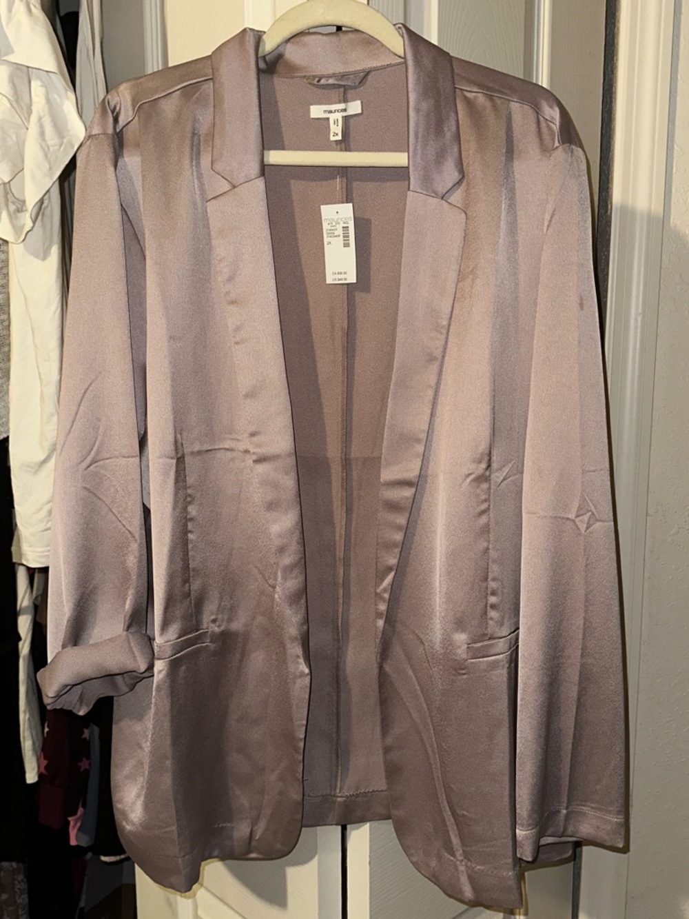 Maurices Satin Open-Front Blazer in Dusty Mauve